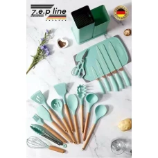 Набір кухонного приладдя та ножів 19 предметів бірюзовий «Zepline» ZP-107 Набір кухонного приладдя та ножів 19 предметів бірюзовий «Zepline» ZP-107