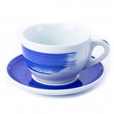 Чашка cappuccino large 260 мл Blue stroke B «Verona Millecolori Hand Painted Brush stroke B Bl