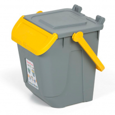 Контейнер для сміття370х370 h410 мм, 25 л (сірий) з жовтою кришкою та ручкою