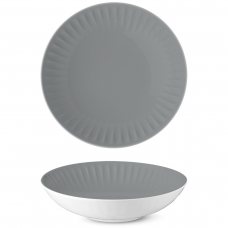 Тарелка глубокая круглая 22 см, цвет серый Gravel Grey, серия «Ribby color»