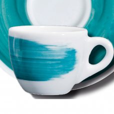 Чашка cappuccino 180 мл Green Teal «Verona Millecolori Hand Painted Brush stroke B with handle