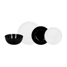 Сервіз столовий «Diwali Black&White» 19 предметів Luminarc P4360 чорно-білий