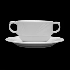 Бульйонна чашка з ручками і блюдцем 320 ml/діаметр 16.5 см